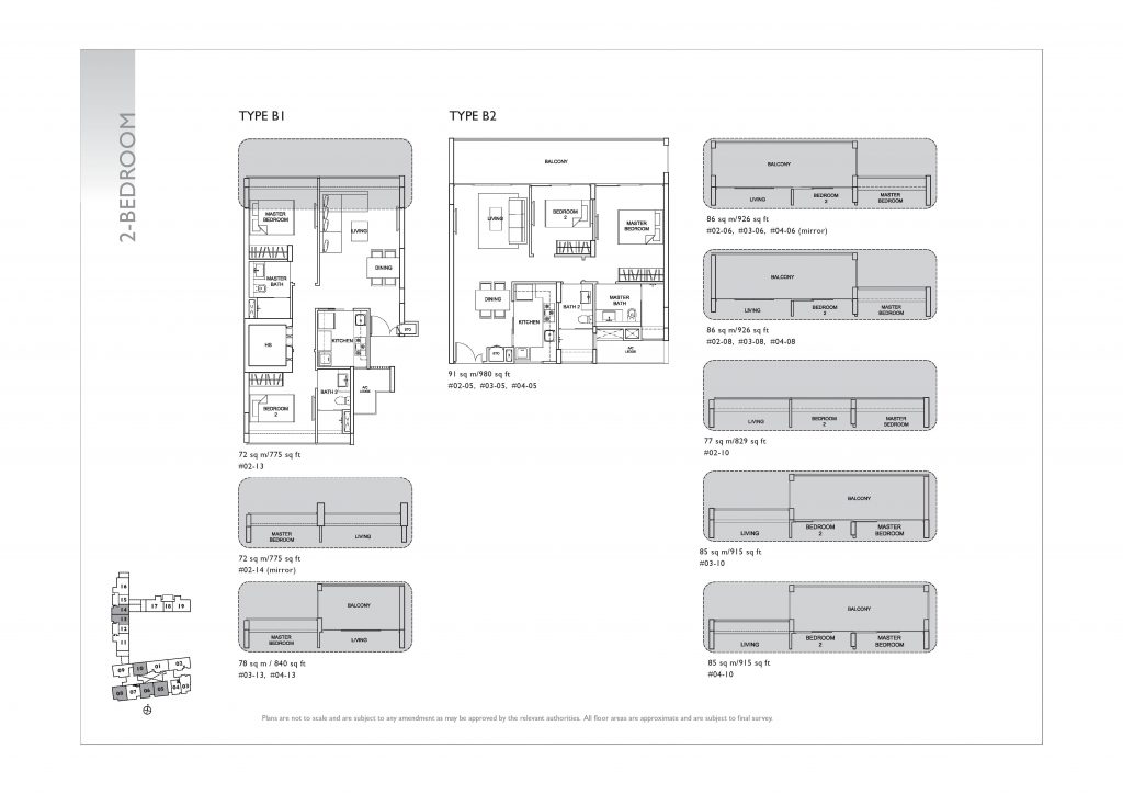 Uber 388 2 Bedroom Type B1, B2 Floor Plan